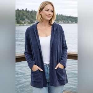 Barefoot Dreams Hooded Open-Front Cardigan